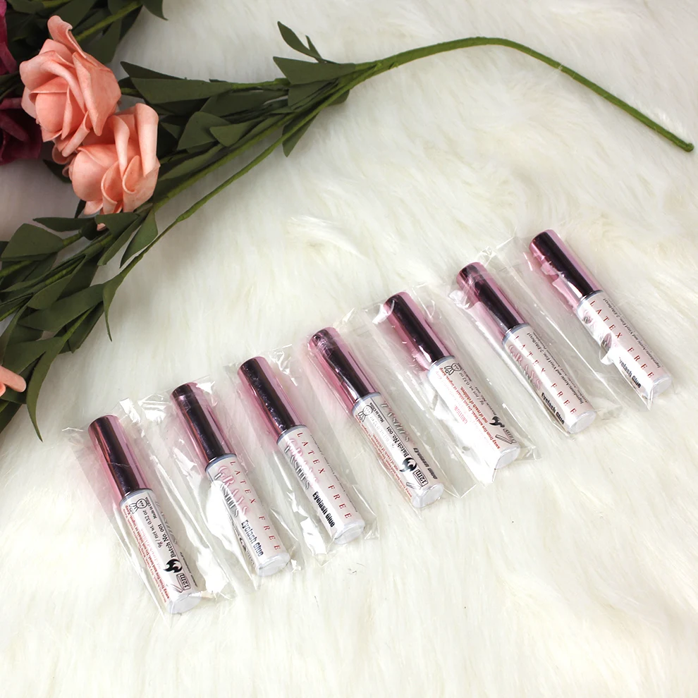 G-28 wholesale custom logo pink bottle capsule and transparent bottle body latex free milky eyelash glue