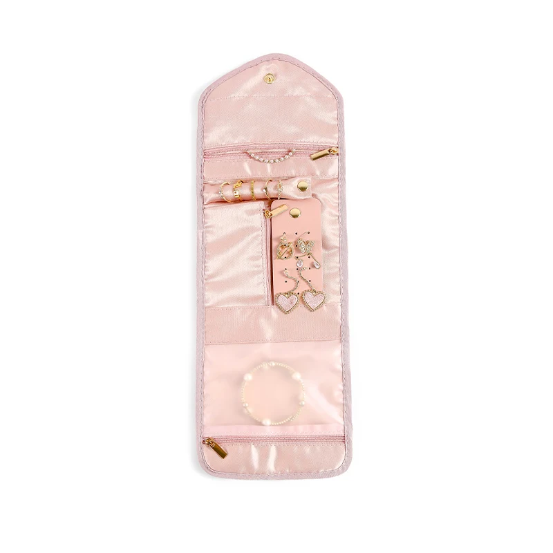 RTS Travel Jewellery Organiser Foldable Jewelry Storage Roll For Journey Rings Necklaces Bracelets Earrings