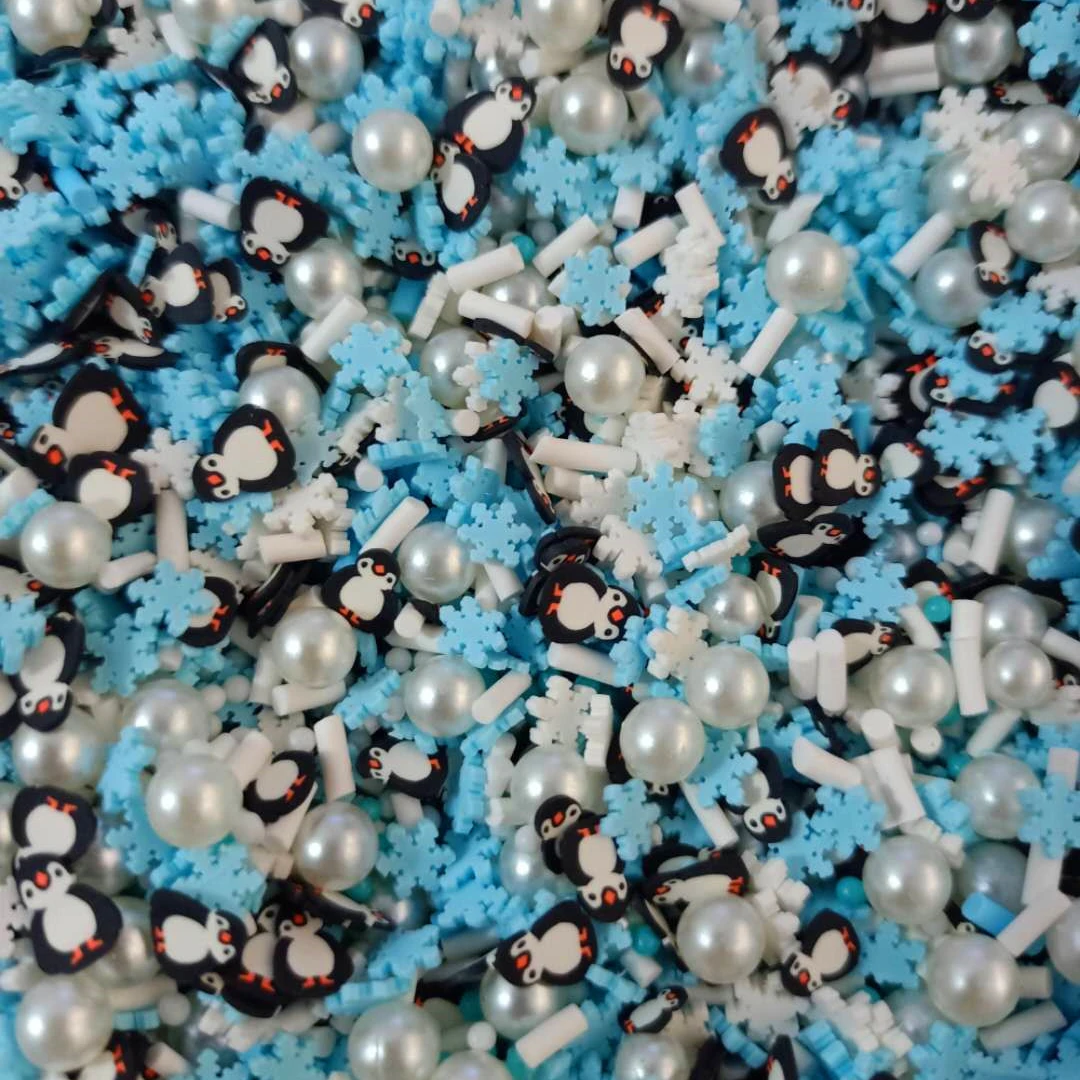 500g Winter Theme Mixed Penguin Slice and Snowflake Slime Charms Polymer Clay Slices Sprinkles for Slime