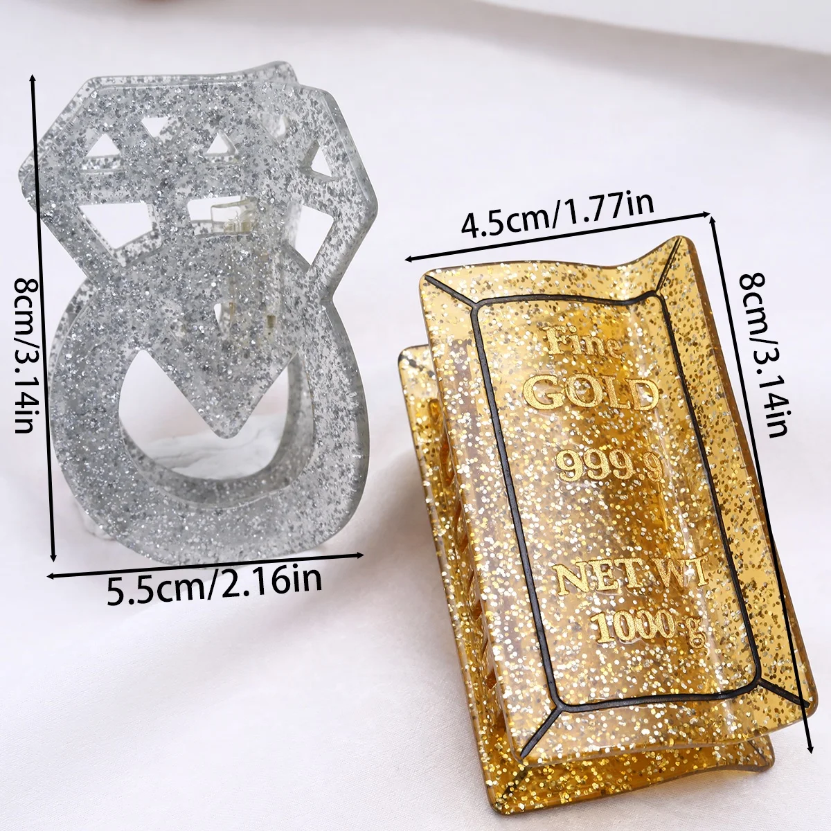 personalized custom acetate gold brick luxury hair claw hair claw