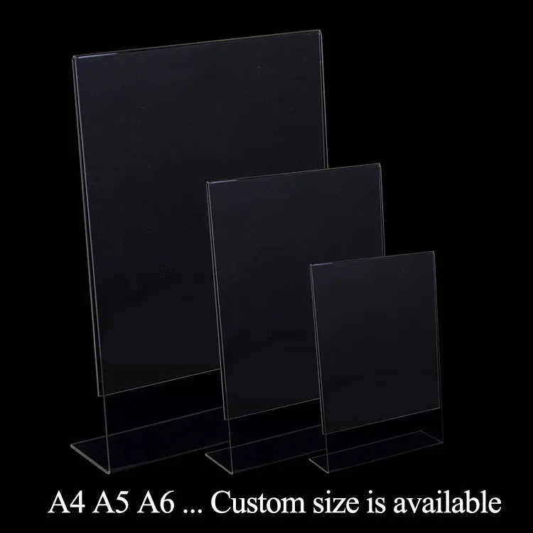 L-Style A4 A5 Photo Frame Acrylic Sign Holder Price Tag 8.5 x 11 Inch Stand Acrylic Table Display Desktop Name Card Holder