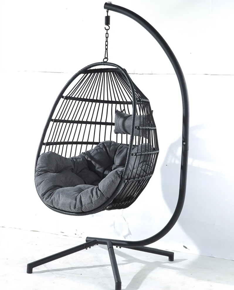 Plastic PE rattan gold leg frame iron metal Basket cushion seat Hanging Patio Swings egg chair parts
