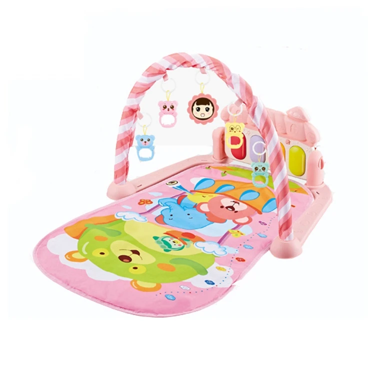 Wholesale newborn fitness  pedal piano toy play mats babies  music game blanket musical piano baby play gym mat with hanging toy