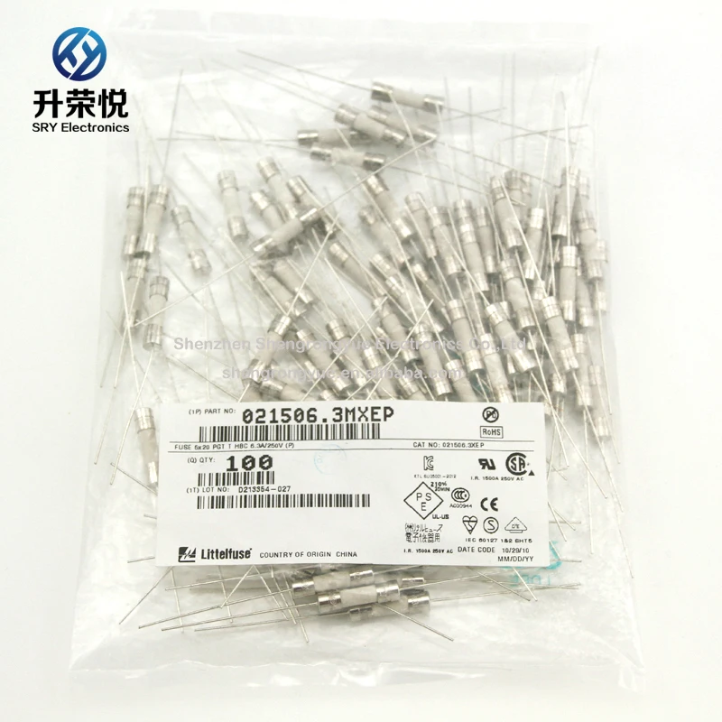 Littelfuse 021506.3MXEP керамический предохранитель T6.3A 250 В 5*20 мм медленный удар с осевой привести