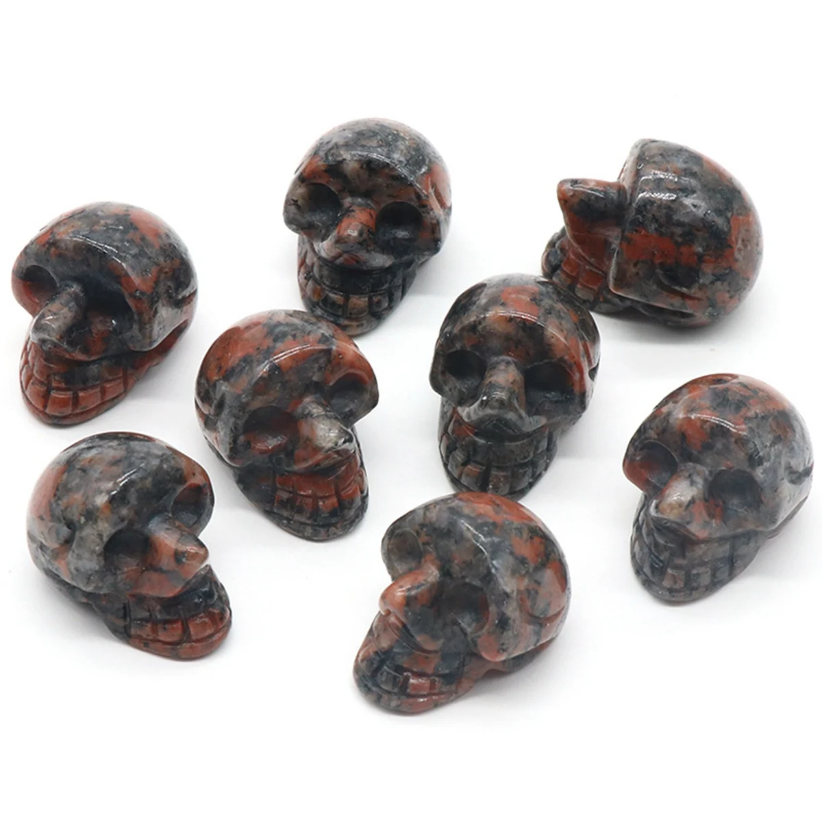 Natural Crystal Carving Dragon Blood Stone Small Size Skulls Fengshui Gemstone Crystal Crafts for Decoration Gifts