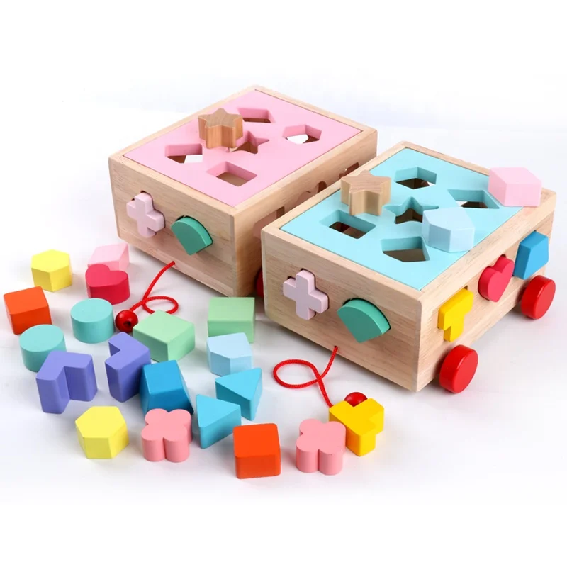 Kids Toys Wooden Shape Sort Geometric Shapes Building Blocks Matching Cognition Training Early Educational Toys For Children