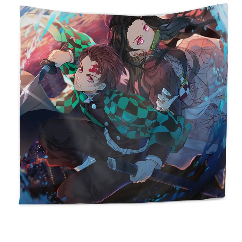 Dropshipping New Home Decor Hanging Background Tapestry Custom Cartoon Demon Slayer Wall Tapestrys