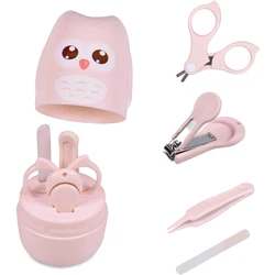 4 In 1 Newborn Baby Manicure Kit Nail Care Clippers Set Tweezers Fingernail Cutter Scissors Toenail Trimmer File with Cute Case
