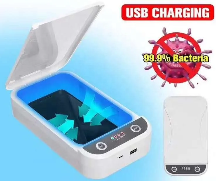 
2020 Fast delivery in stock 99% mobile phone uvc portable disinfection light cleaning uv sanitizer sterilizer box 