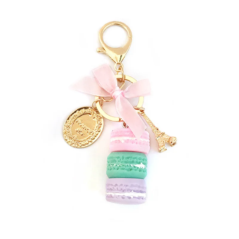 Korean Macaron Cake Metal Keychain Ladies Fashion Bag Pendant Exquisite Car Decoration Student Small Gift