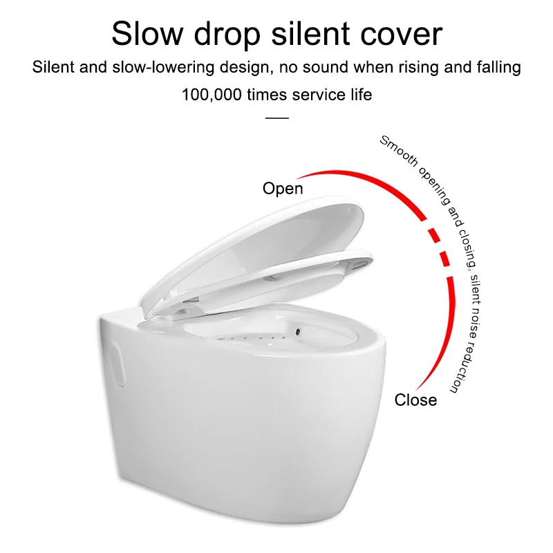 silent and slow-lowering design  no sound when rising and failling toilet ceramic toilet hot sale wall-mounted PP cover toilet