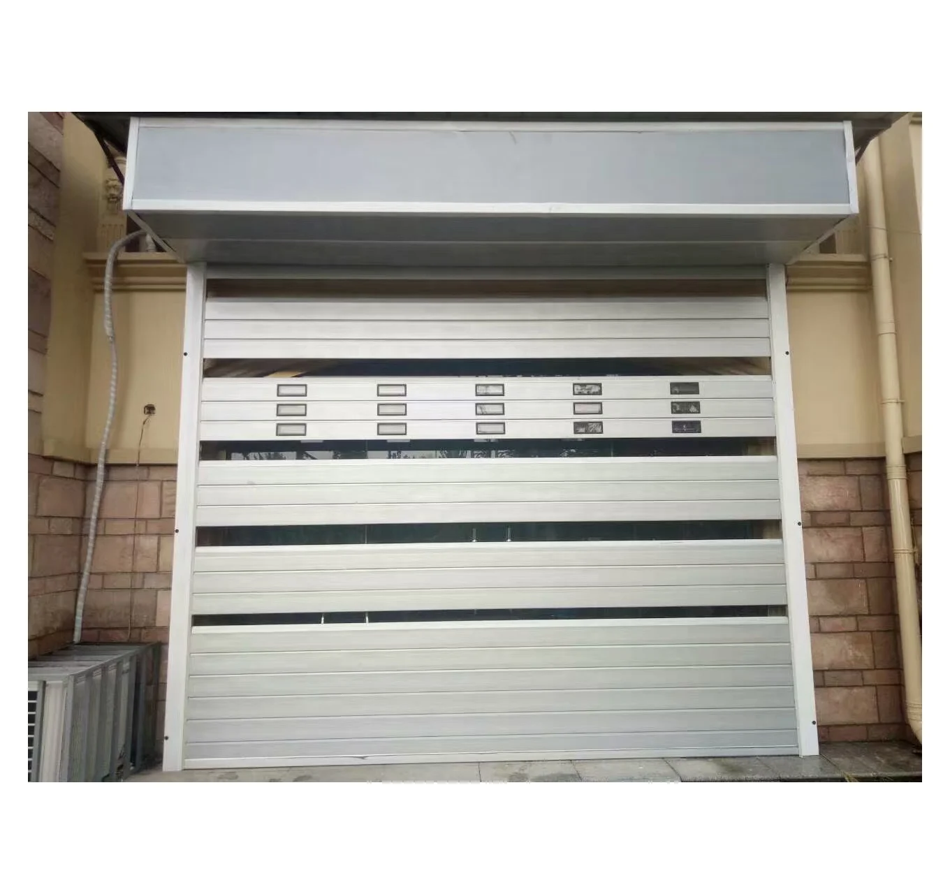 Industrial Folding Stacking Door Steel Top Hanging Sectional Gate Aluminum Tempered Full View Glass Transparent Garage Gate