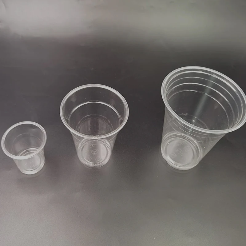 PET PLA PP customized logo biodegradable drinking plastic cups with lids various size disposable juice dessert cup and saucer