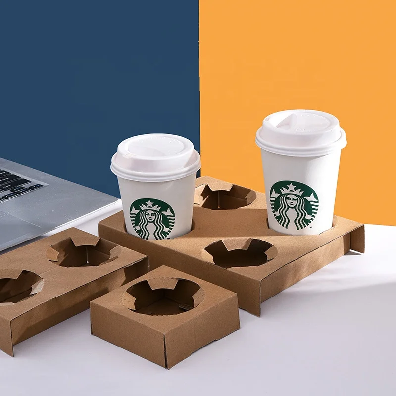 stock  craft disposable Corrugated Cardboard Box take away Coffee Drink 1 2 4 Cup Holder Tray Cup Carrier Paper Cup Holders