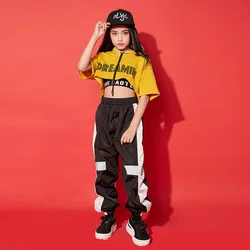 Fashion Children Dance JAZZ Clothing Girls Street Dancing hip-hop clothes Cropped Hoodie Top Vest pants Girl