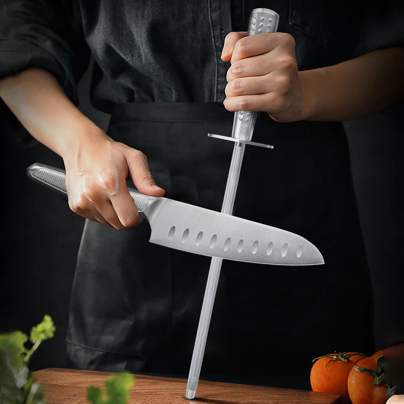 Factory Wholesale Kitchen Knife Set 5Cr15MoV Steel Japanese Chef Cooking Knife with Scissors Sharpener