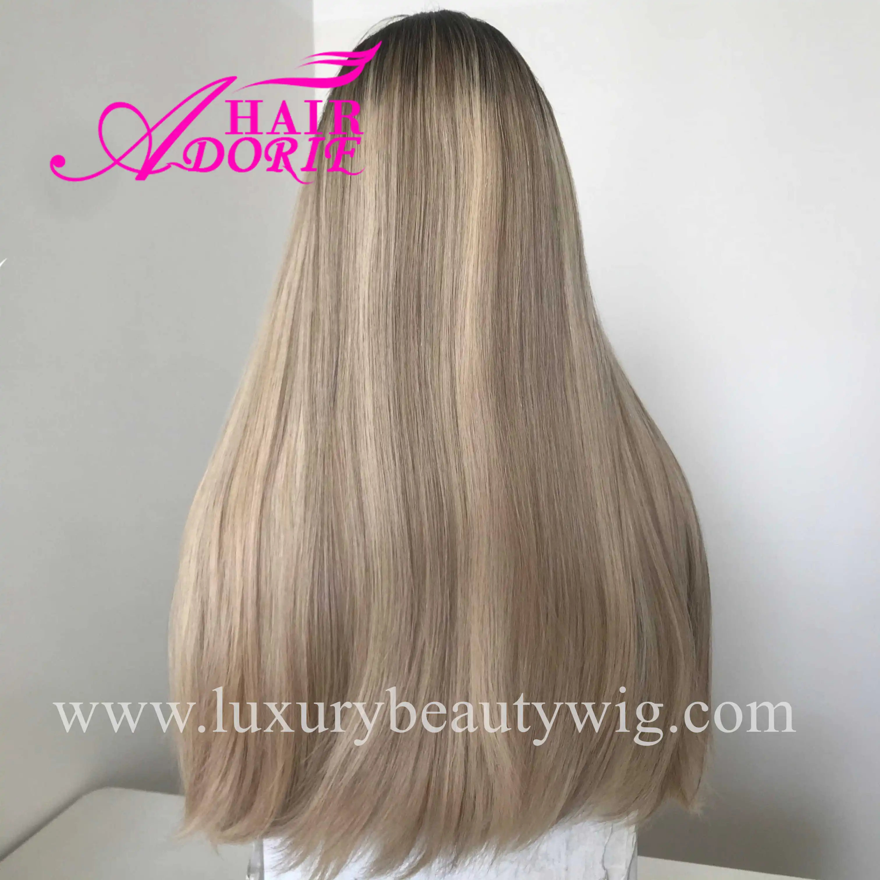 LB100  Ashy Blonde Swiss lace Vigin Human European Russian Hair  kosher Jewish Top Lace Wig