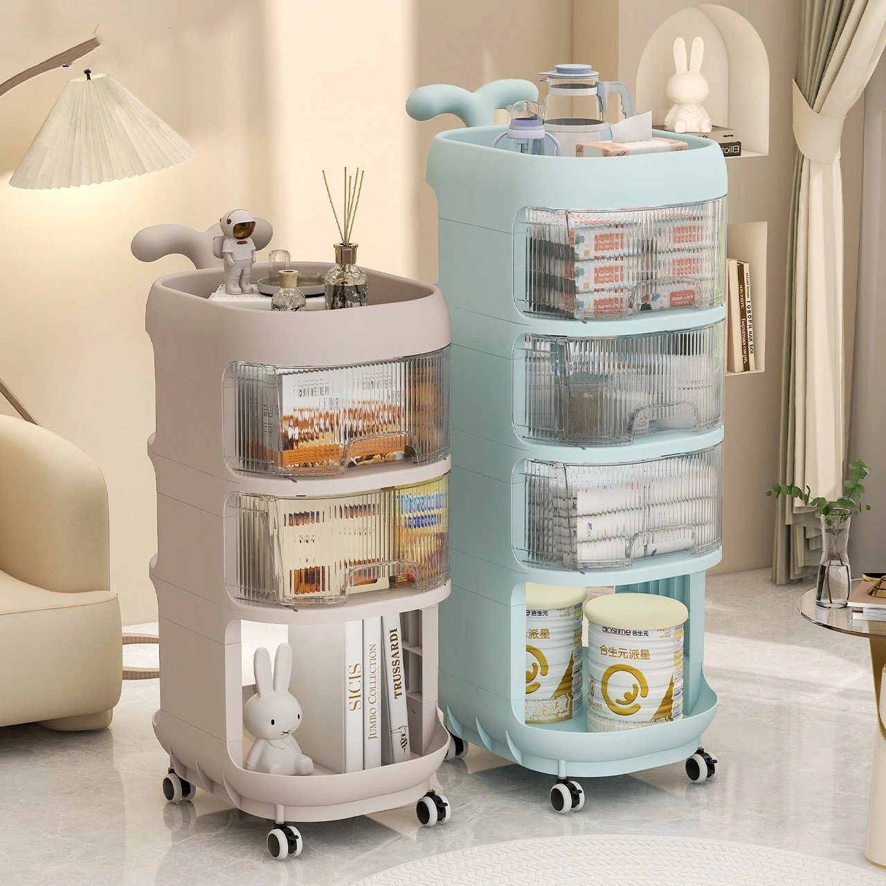 Shelf floor storage rack baby supplies multi-layer convenient transparent removable large capacity stroller cart