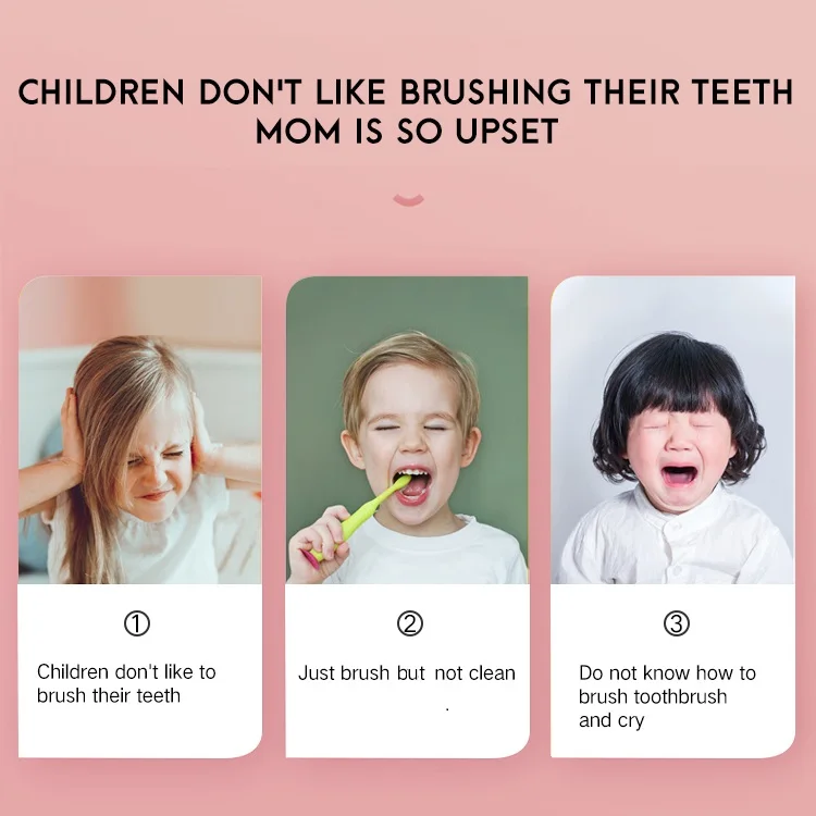 Pakiss FYA1001 Personalized Musical Electric Toothbrush with lip and base soft Silicone U brush Children Sonic Toothbrush