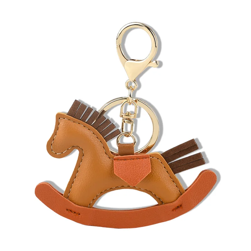 Custom Luxury Leather Cotton Ornament Hobby Horse Cute Stylish Bag Charm Sublimation Leather Key Chain