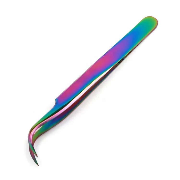Private Label Extension Eyelash Tweezers Custom Logo Colorful Stainless Extension Volume Lash Tweezer