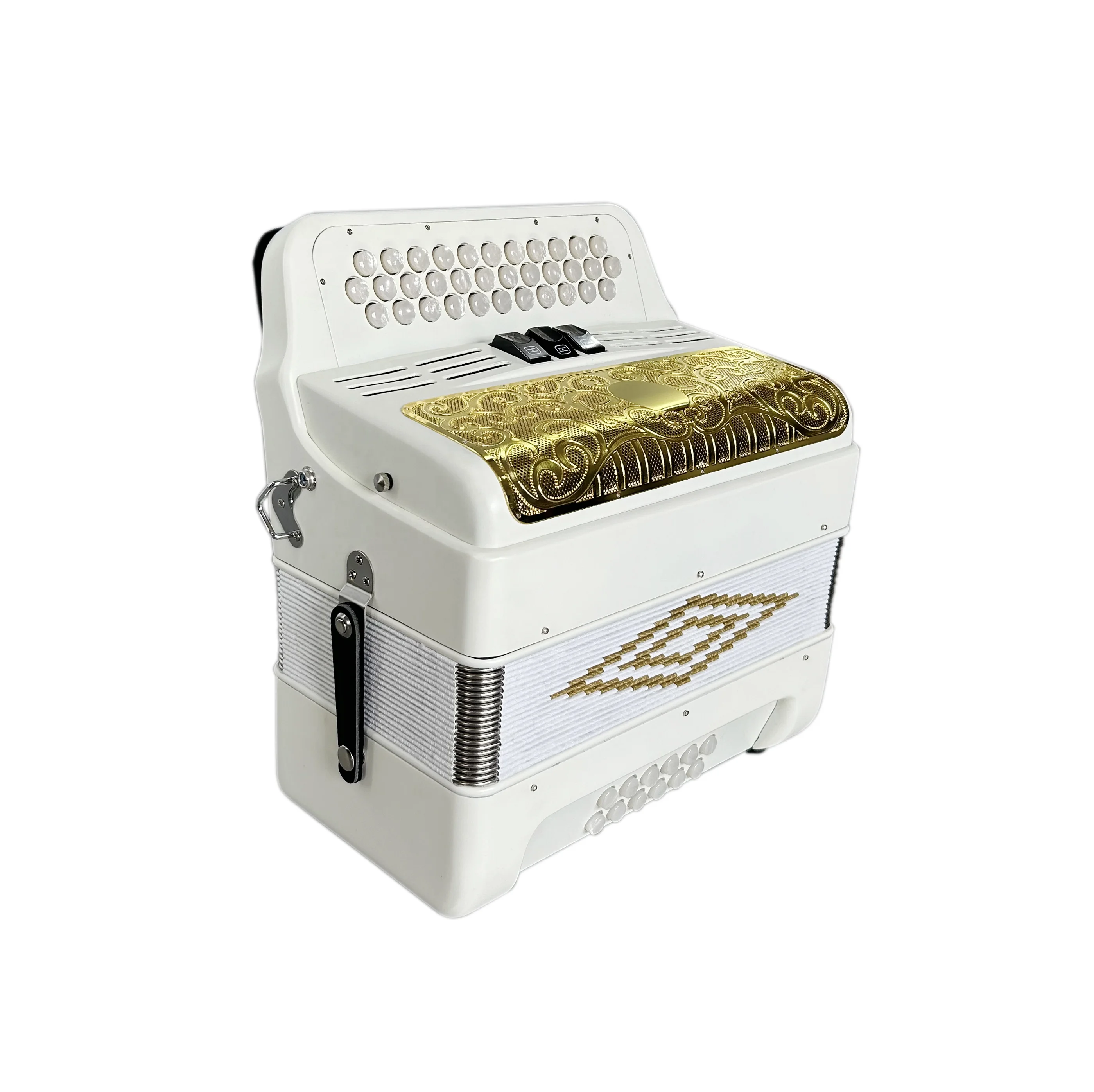 SEASOUND OEM 34 Buttons 12 Bass 3 Registers Matt White Accordion Gold Grill White Buttons Accordion Instrument Acordeon JB3412C