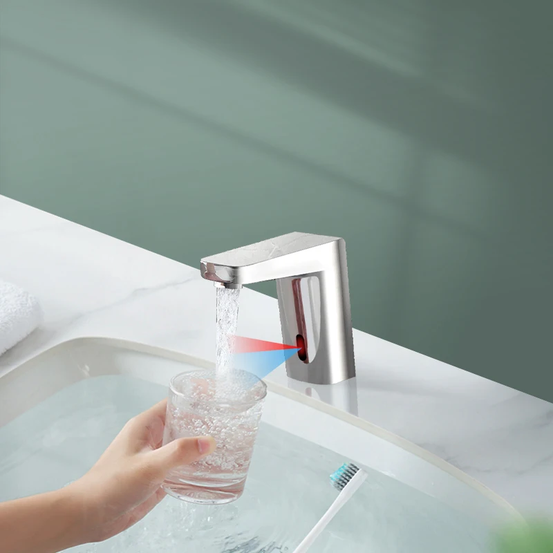 Smart Motion Infrared Sensor Faucet Automatic Touchless Chrome Vanity Faucets Bathroom Sink Faucet With Control Box