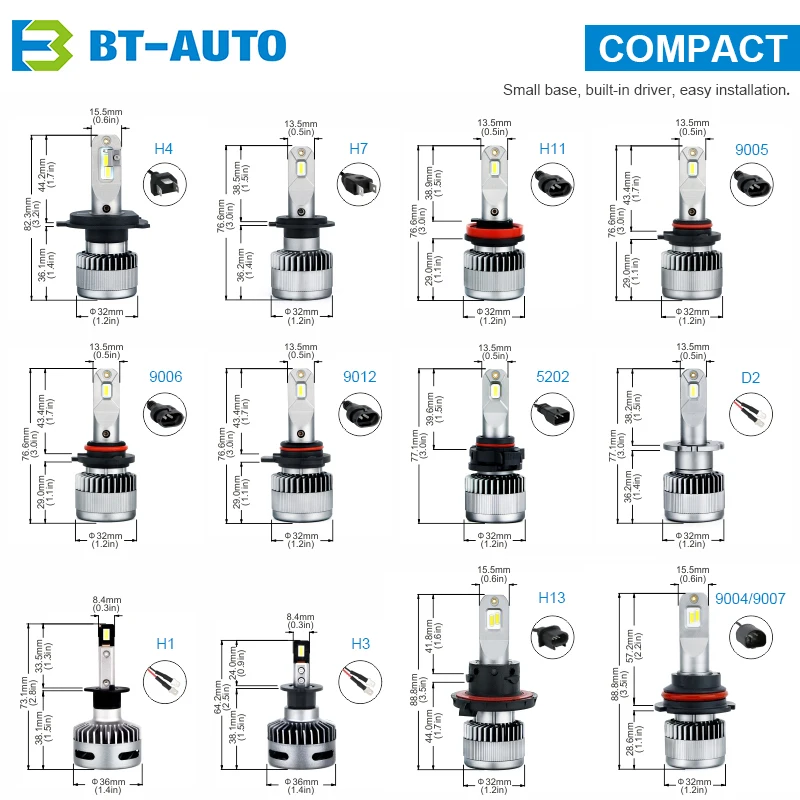  BT-AUTO X9 H3 auto led headlight h3 car conversion kit vehicle halogen replacement 12v 24