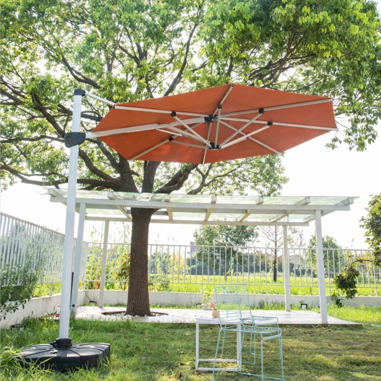 2020 Outdoor Furniture Garden Double Canopy Umbrella Cantilever Large Parasol 3.5m Patio Parasol Economic Umbrellas For Beach