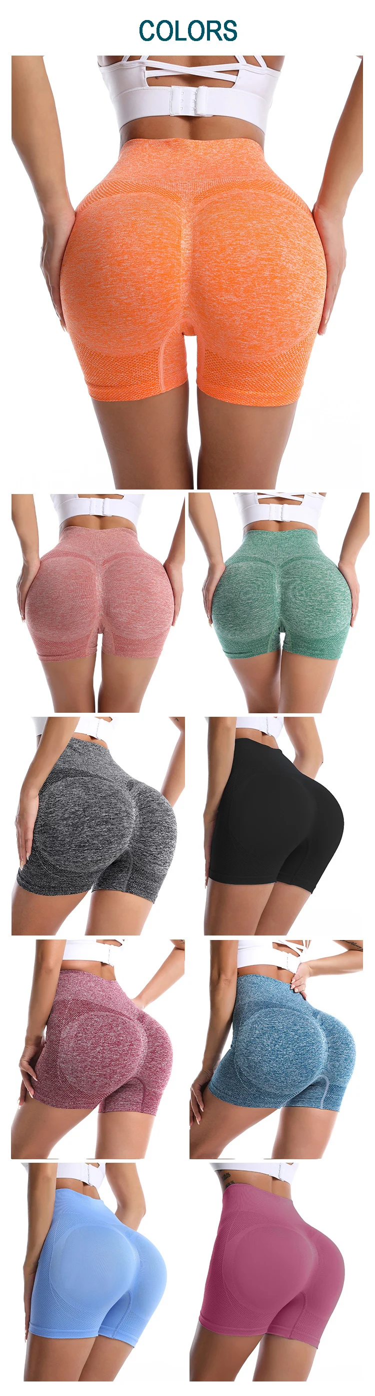 16 Colors New Fashion High Waist Girls Casual Seamless Scrunch Butt Sport Yoga Pants Shorts For Women Tummy Control