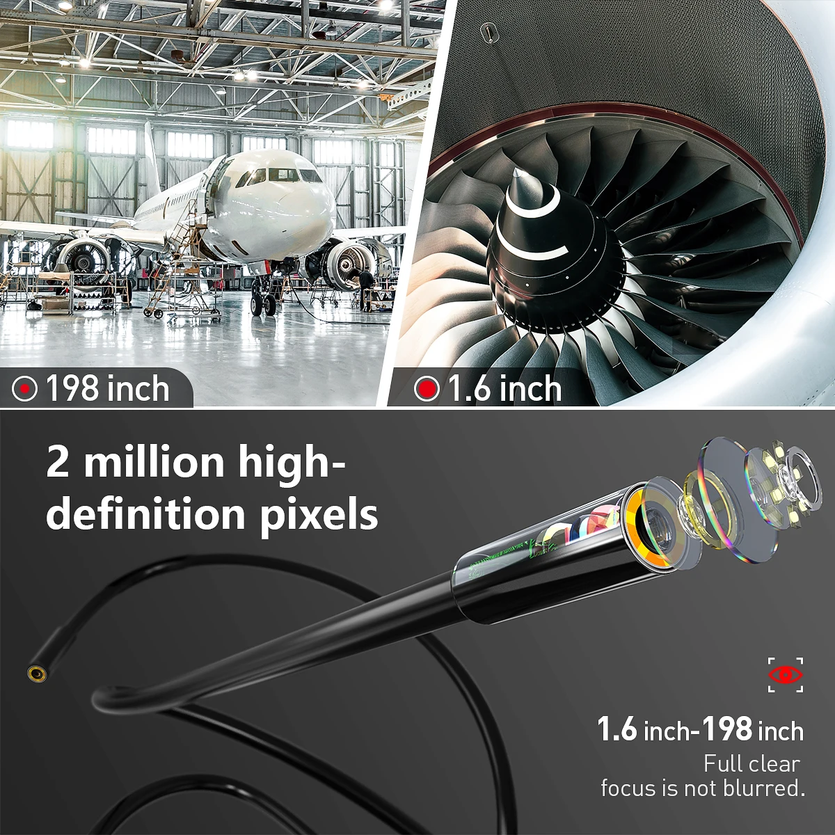 Model 129 8MM 10metres cable snake camera 4.3inch screen 1080P camera borescope endoscope