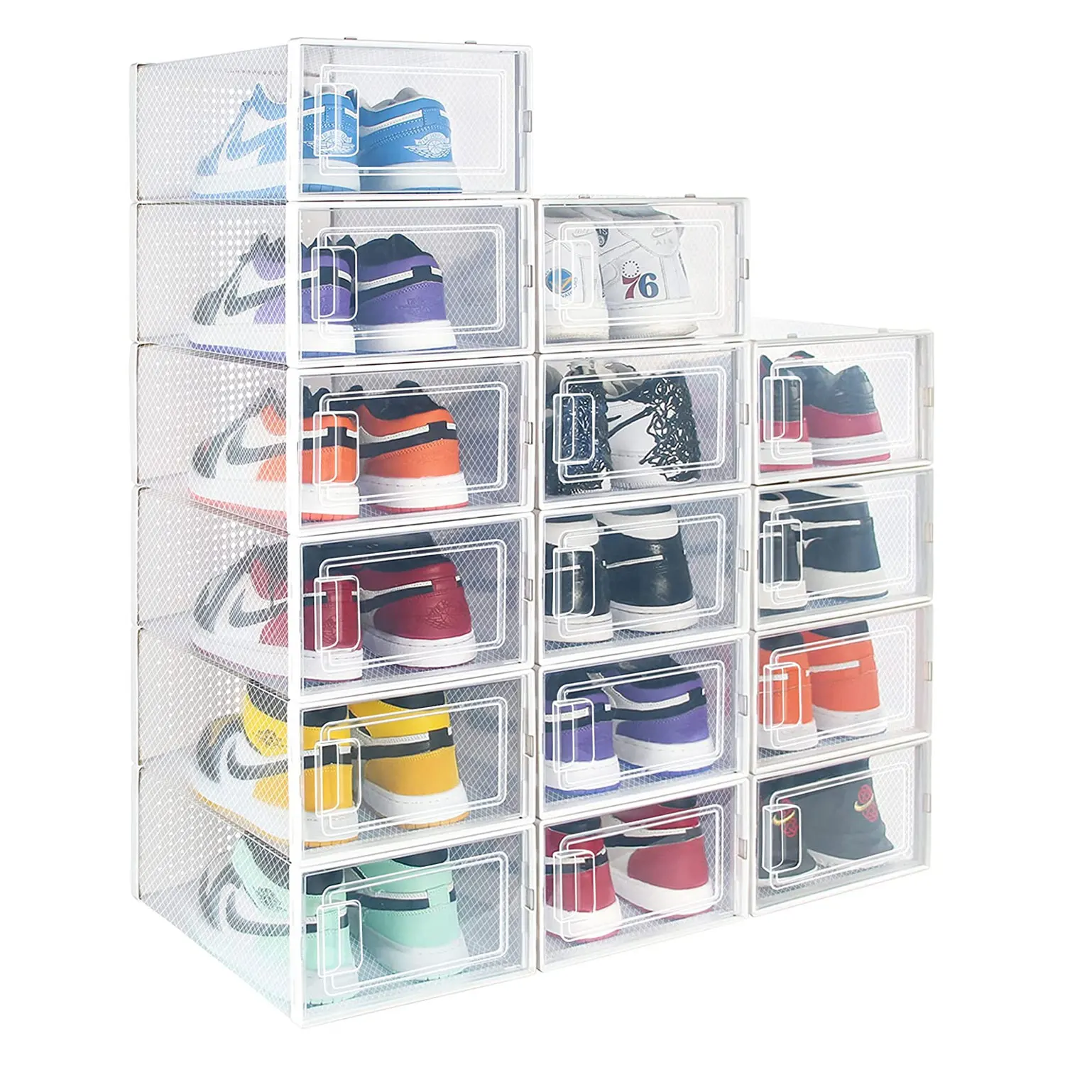 12 Pack Sneaker Storage Clear Grs Plastic Shoe Box Stackable Shoe Box Shoe Container Storage Boxes With Lids