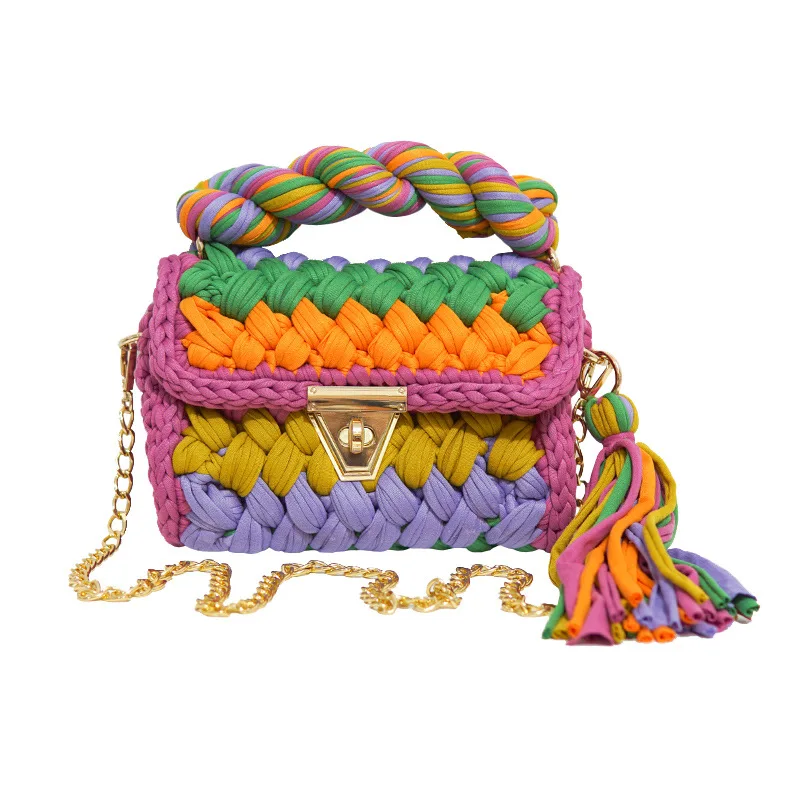2023 Fashion Factory Customized New Color Crochet Bags Knitted Luxury Handbag  Handmade Crocheting Bags For Women