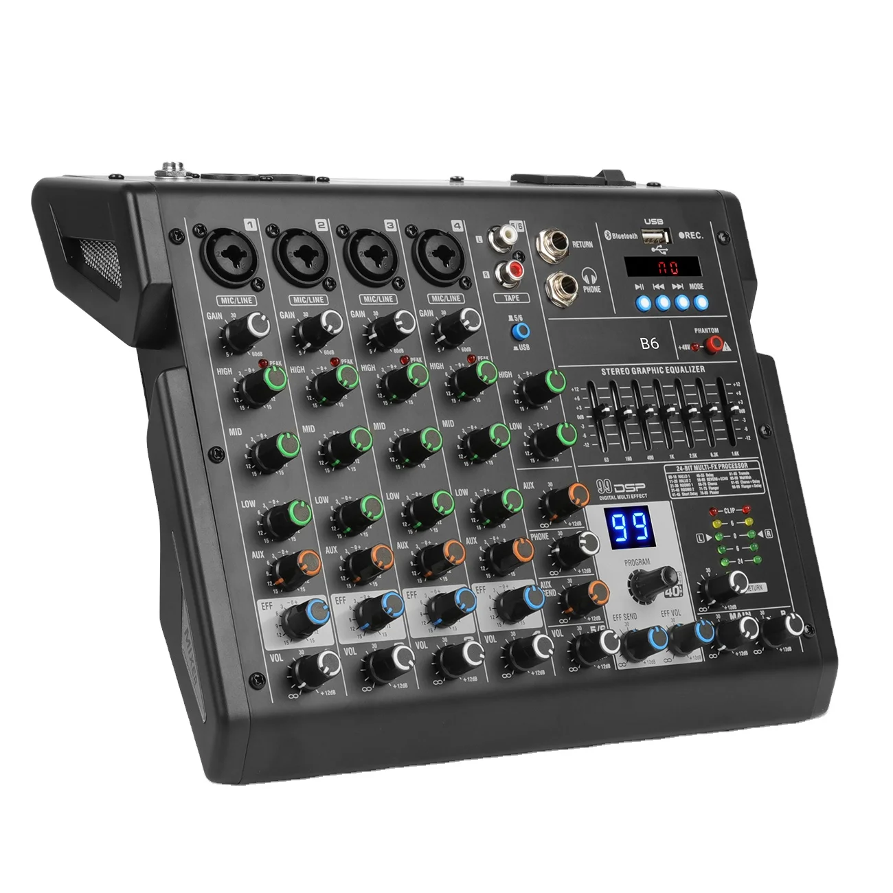 Depusheng B6 Профессиональный портативный Встроенный 99 видов DSP эффект DJ смешивания 6-канальный мини аудио