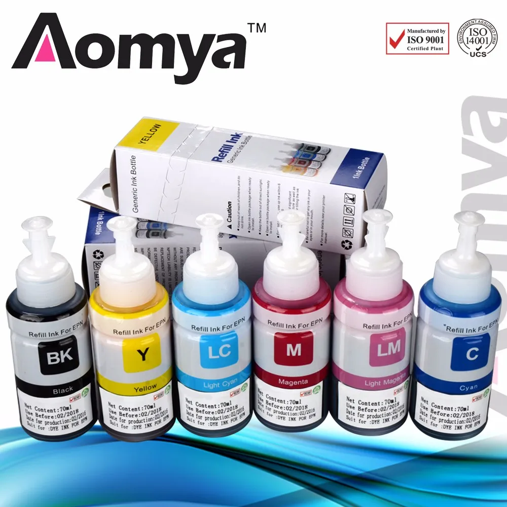 Factory sale Aomya 673/674 Ink premium office refill ink for epn EcoTank L800/L805/L810/L850/L1800 six color for printer