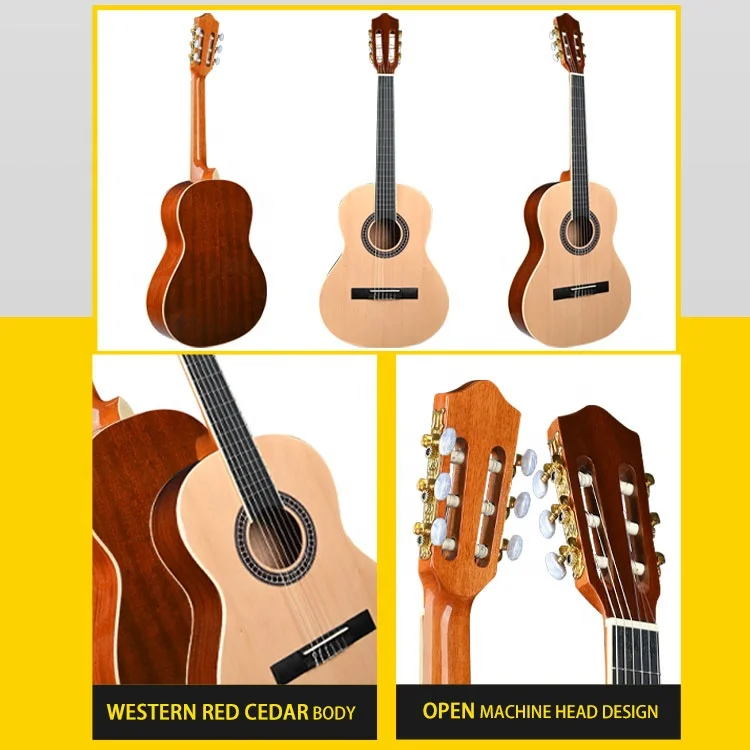 BH-36S Professional Handmade Classical Guitar 3/4 Size Western Red Cedar Sapele Wood for Beginners and Pros