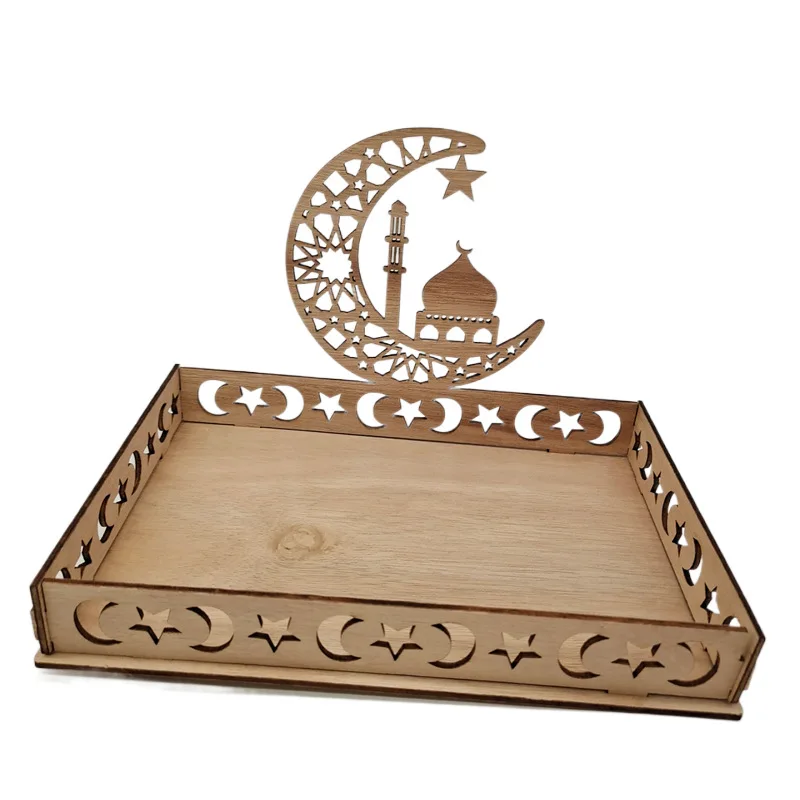Wooden Eid al Fitr table decorations Ramadan food tray
