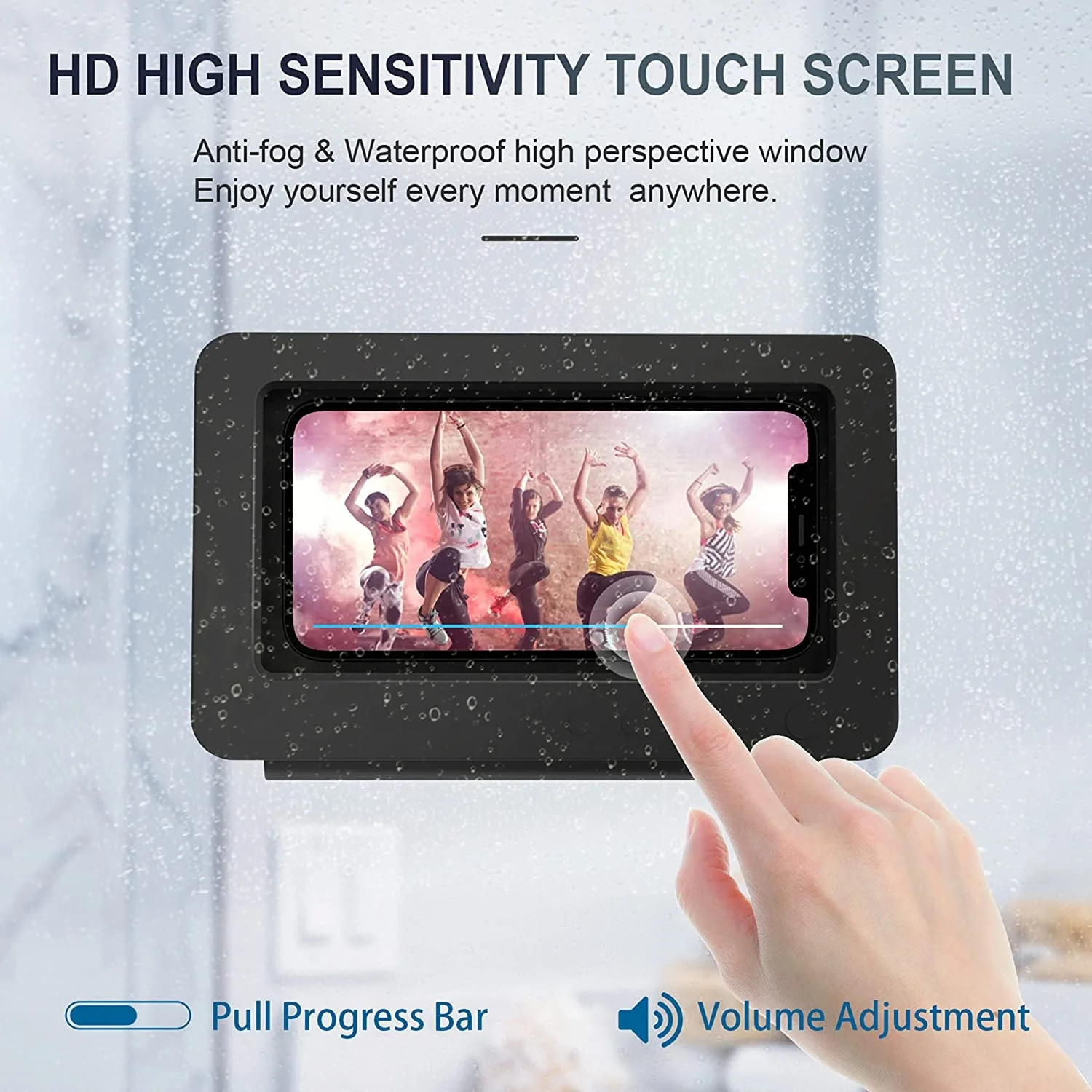 Shower Phone Holder Waterproof 360 Rotation Mirror Wall Mount Phone Holder for Shower Bathroom Bathtub Kitchen