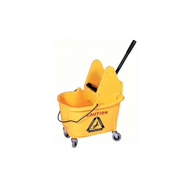 Factory direct plastic side press wringer roller yellow cleaning mop bucket with handle