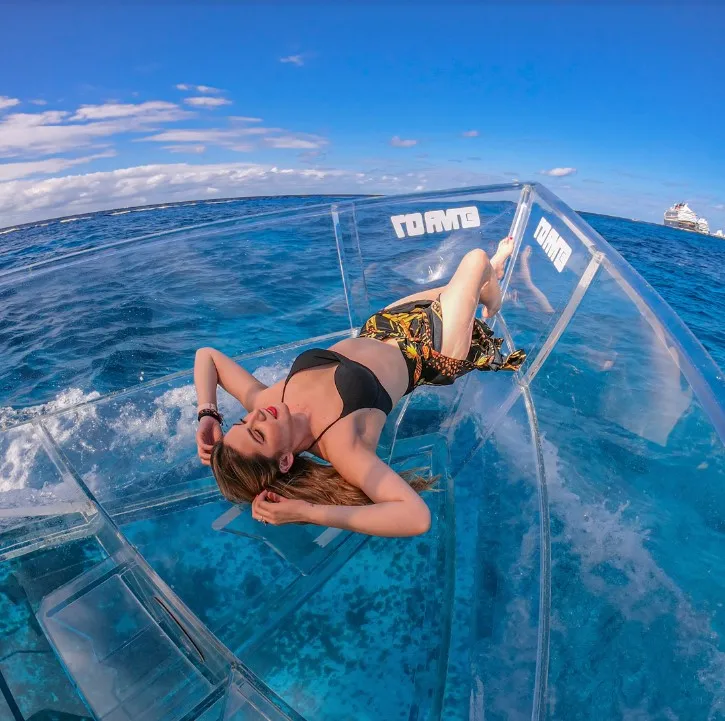 15 person crystal tour boat transparent clear boat with engine motor