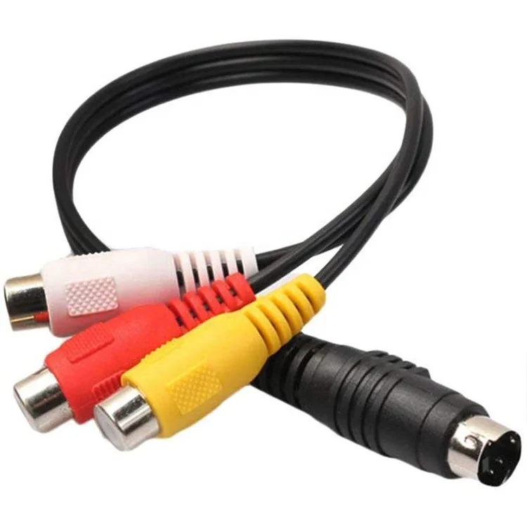 LBT Factory Price 0.3m S-Video (4 Pin) to 3 RCA AV Female Cable Audio Video Adapter Conversion Laptop PC Computer Connector