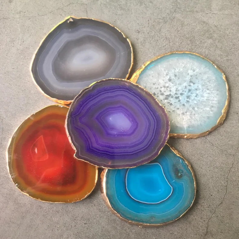 Healing Crystals Collection Agate Slices Geode Stones Coasters Irregular Home Decoration Natural Europe for Display BR Original