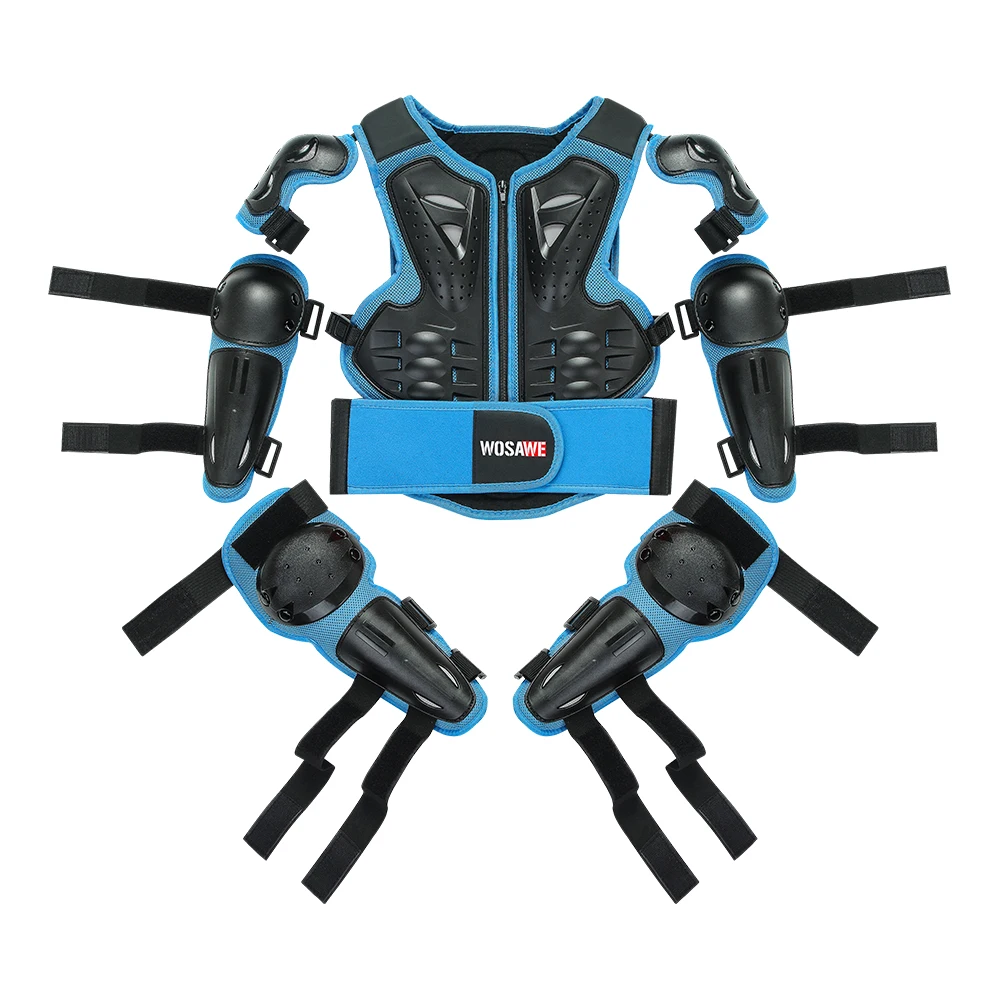WOSAWE Boy Girl Child Body Protect Vest Armor Kids Motocross Chest Spine Protection Gear Knee&Elbow guard