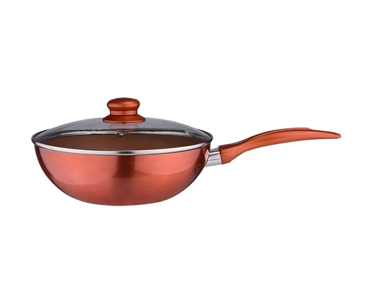 Горячая Распродажа высококачественных алюминиевых вок Joyway для приготовления пищи, прессованный алюминиевый вок со стеклянной крышкой