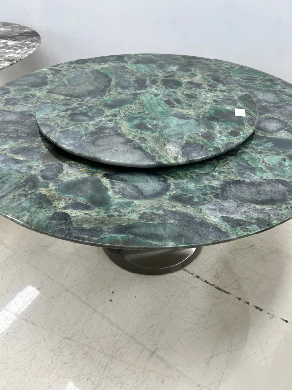 Luxury Granite Dining Table Round Pandora Slate Sintered Marble Top Rotating Dining Table With Pedestal