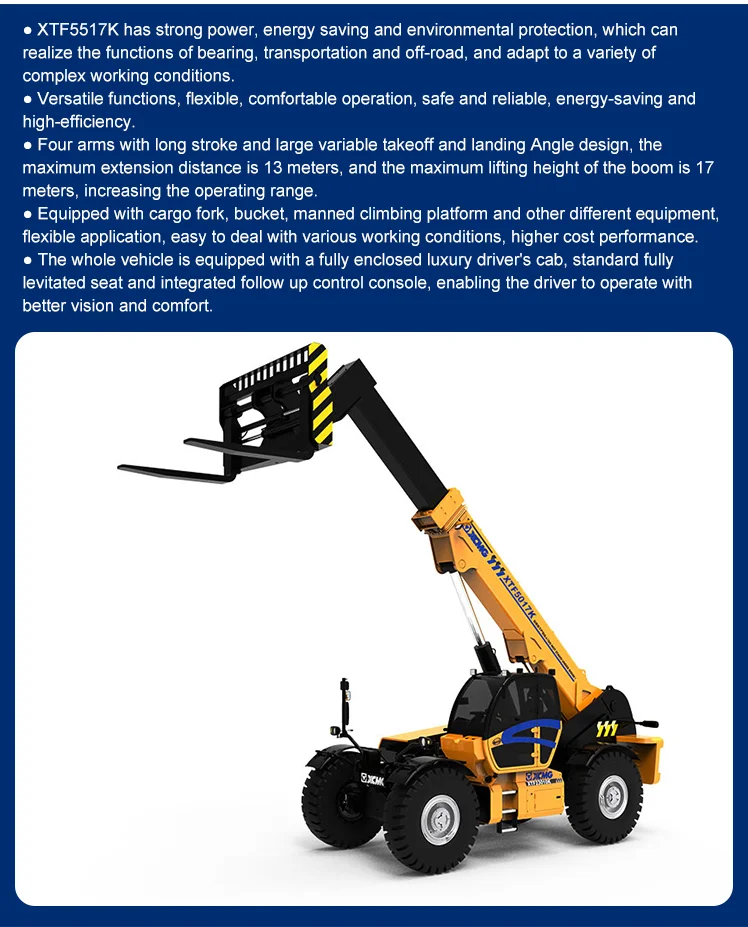 17m Telescopic Forklift 5ton Telehandler With Various Attachments