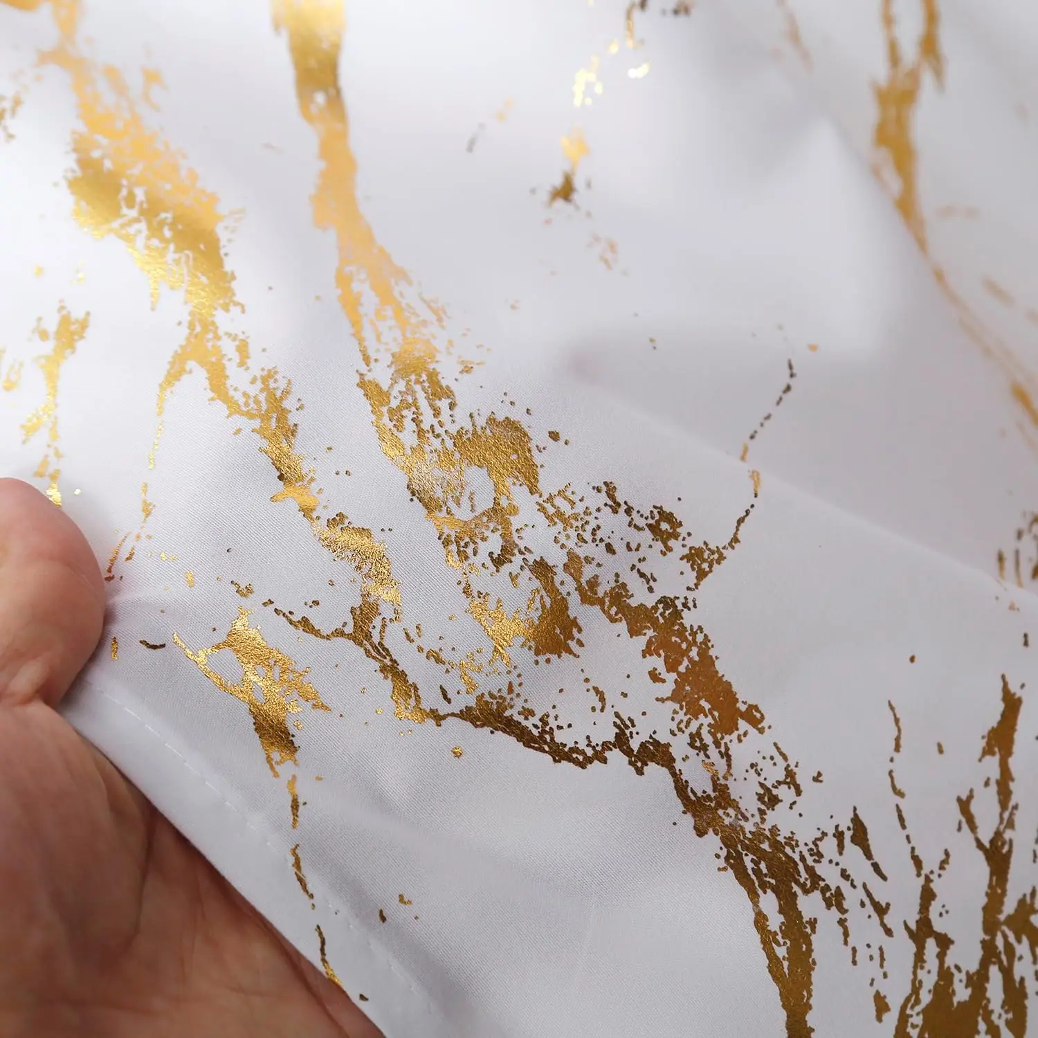 CF HPS17 Custom Silver Gold Foil Print marble shower curtain fabric 12 hooks waterproof luxury custom shower curtains set