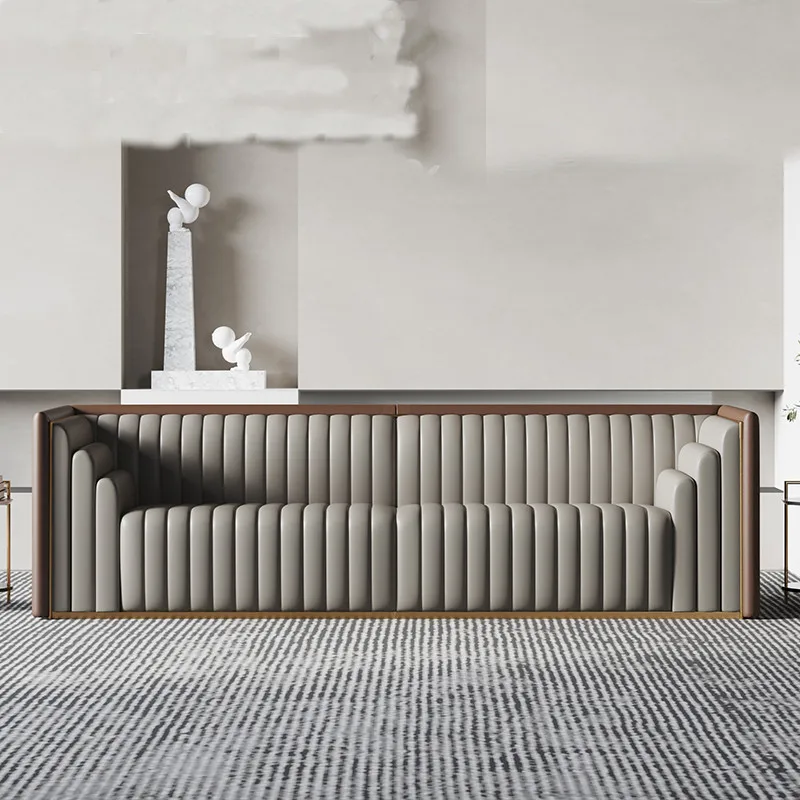 Итальянский легкий роскошный кожаный арт-диван стул для гостиной виллы одинарный двойной тройной Европейский диван комплект мебели