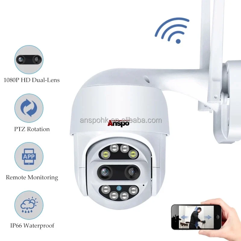Dual-Lens Speed Dome  Wifi Camera Outdoor Auto Tracking  Security IP Camera 4X Zoom CCTV Camera surveillance