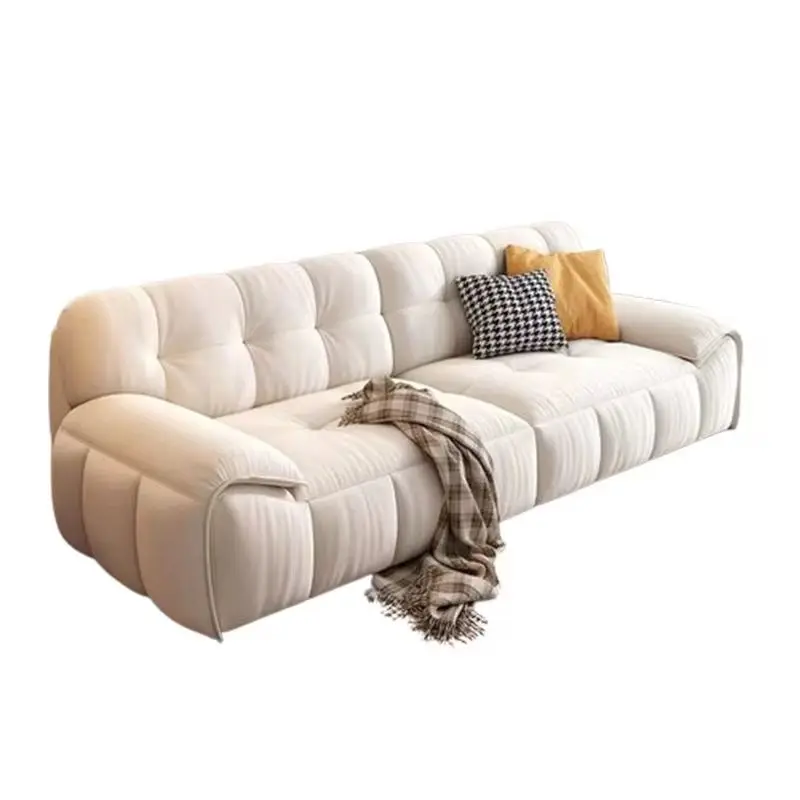 French Cream Style New Simple Puff Cloud Fabric Sofa Living Room Small Apartment Simple Modern Straight Sofa Wholesale